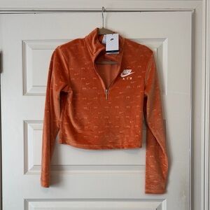 New with Tags Nike Orange Velour Quarter-Zip Top